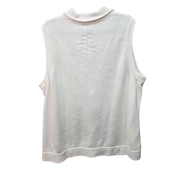 Breckenridge Holiday Sweater Vest Womens 3X Ivory Full Zip Christmas Tree Snow - Picture 2 of 9